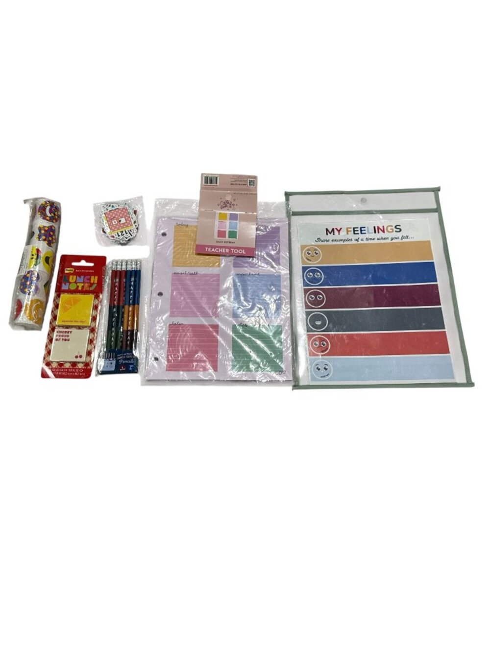 Back-To-School Teacher Bundle With Stickers, Pencils, Dry Erase Pocket, Notepad